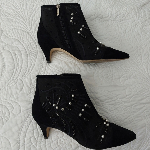 SAM EDELMAN "KAMI" BEADED KITTEN HEEL BOOTIES - Picture 4 of 12